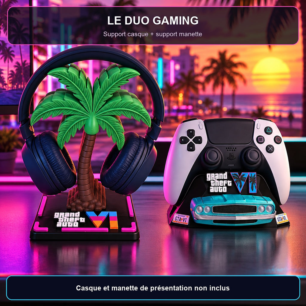 Support de casque palmier et support de manette GTA VI