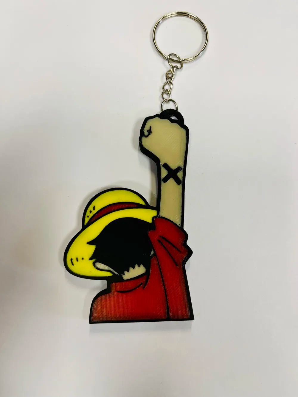 Porte-clés Luffy multicolore avec anneau métallique, vue principale