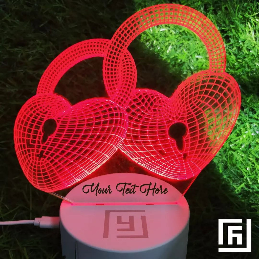 Lampe LED 3D Couple Cœurs Entrelacés 💕 Personnalisée