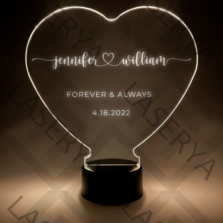 Lampe LED Cœur personnalisée 💞 Prénoms du couple