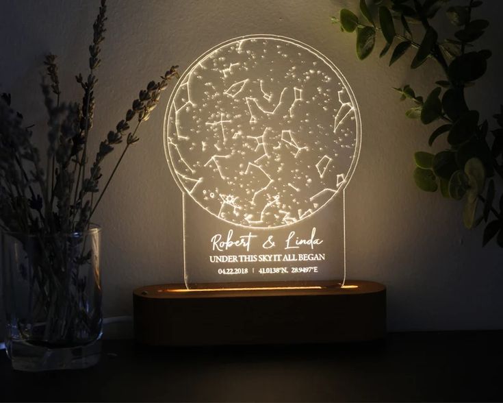 Carte des Étoiles personnalisée ✨ avec veilleuse LED