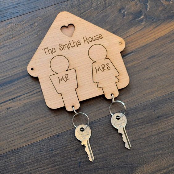Porte-clés Couple en Bois ❤️ Gravé