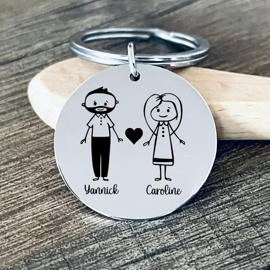 Porte-clés Couple personnalisé ❤️ Inox miroir