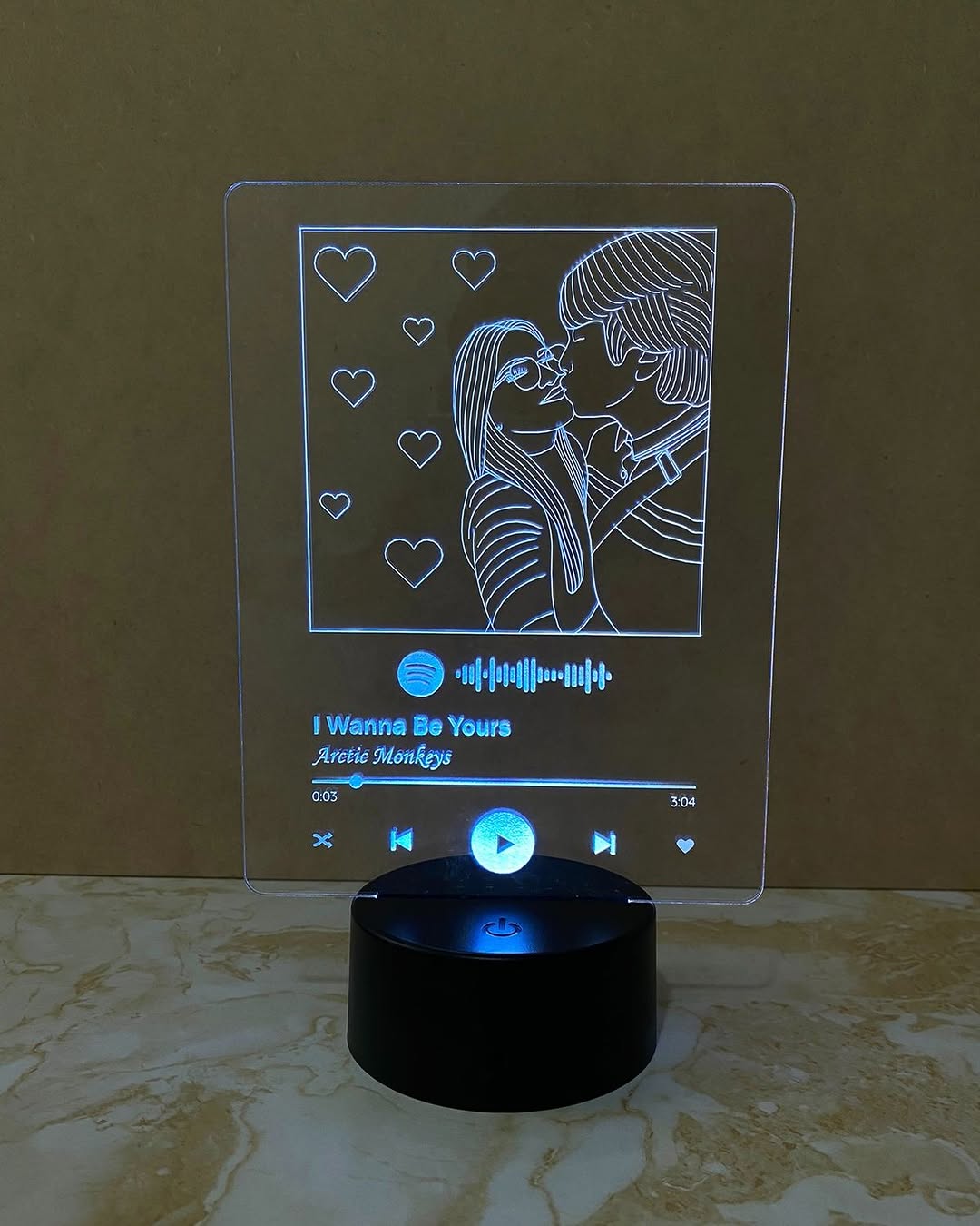 Lampe LED Couple personnalisée 🎵 Tag chanson Spotify