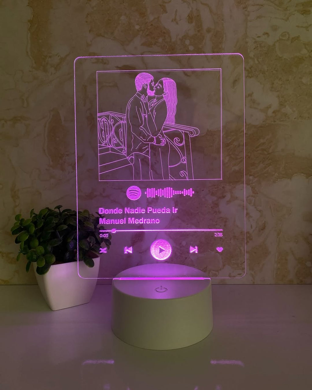 Lampe LED Couple personnalisée 🎵 Tag chanson Spotify