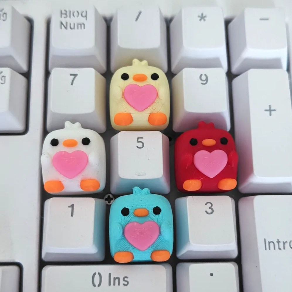 Keycaps 3D Mignonnes 🐧 Petits animaux kawaii (cœur)