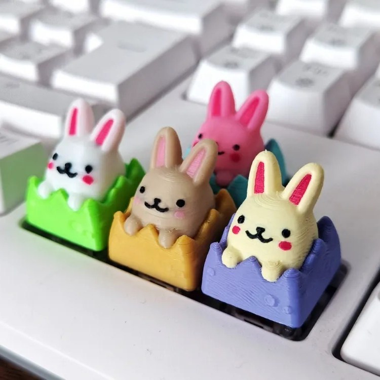 Keycaps 3D Mignonnes 🐧 Petits animaux kawaii (cœur)