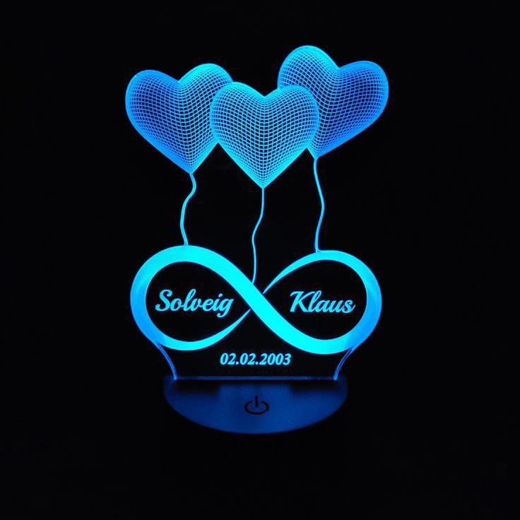 Lampe LED Saint-Valentin 💕 Cadeau couple gravé