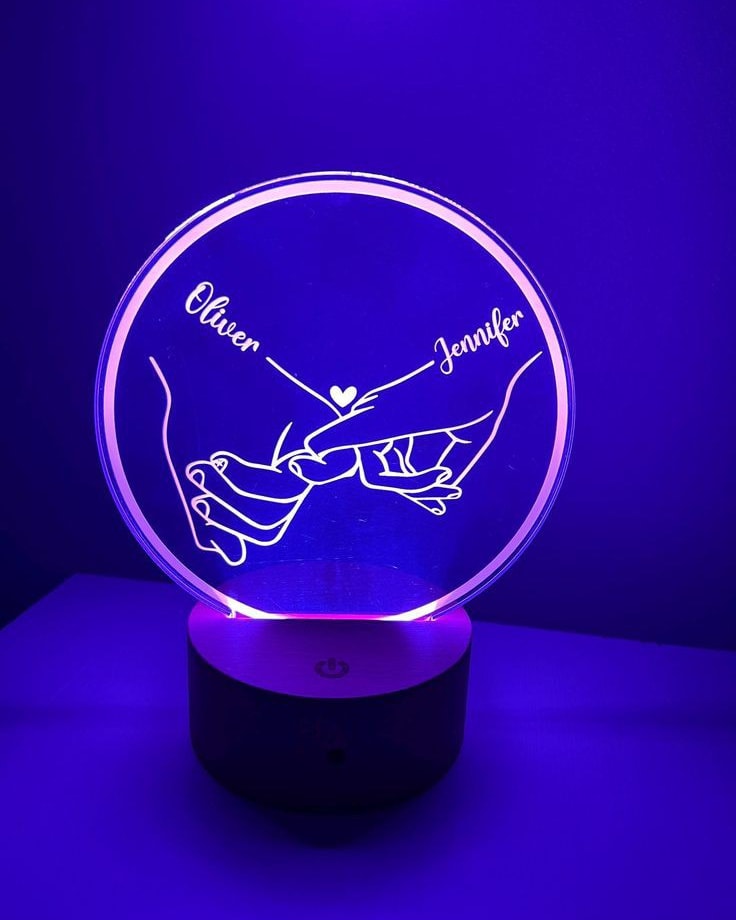 Lampe LED Saint-Valentin 💕 Cadeau couple gravé