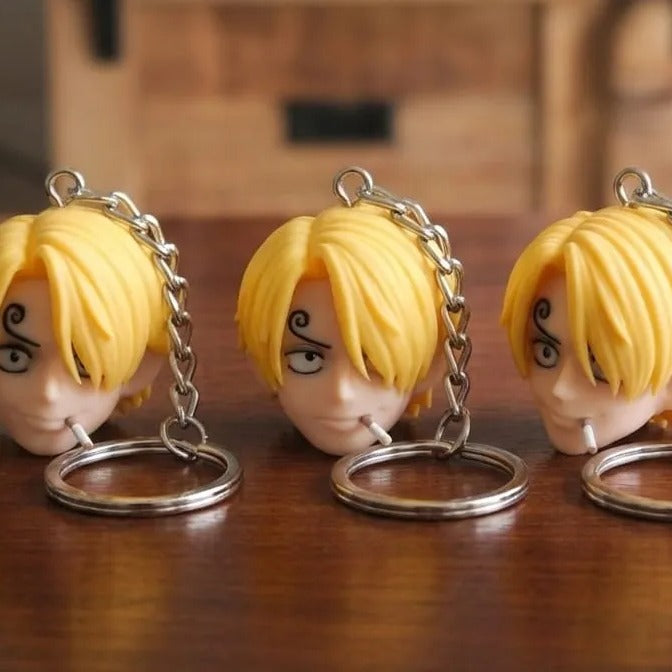 Porte-clés One Piece 🏴‍☠️ Têtes 3D (Luffy, Zoro, Sanji…)