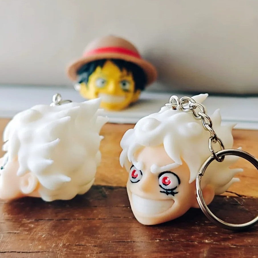 Porte-clés One Piece 🏴‍☠️ Têtes 3D (Luffy, Zoro, Sanji…)