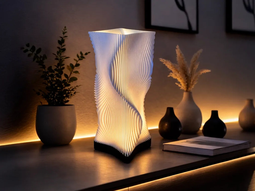 🌊 WaveGlow — Lampe paramétrique design 3D