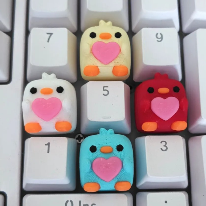 Keycaps artisanales Poussin 🐤 Lot de 5 touches clavier