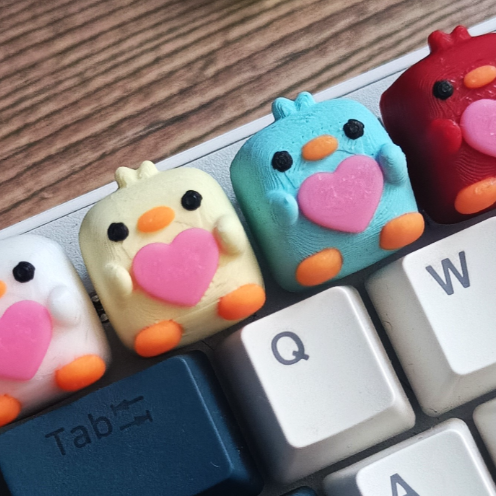 Keycaps artisanales Poussin 🐤 Lot de 5 touches clavier