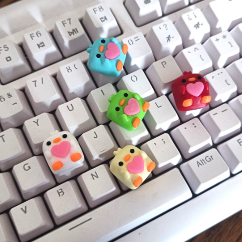 Keycaps artisanales Poussin 🐤 Lot de 5 touches clavier