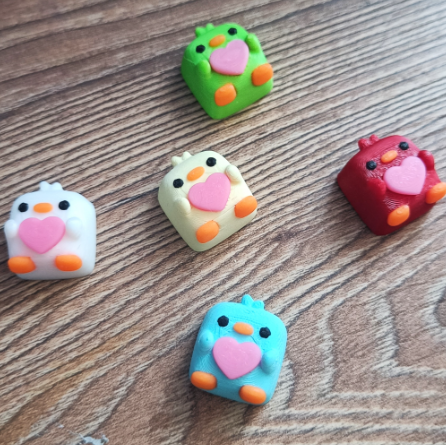 Keycaps artisanales Poussin 🐤 Lot de 5 touches clavier
