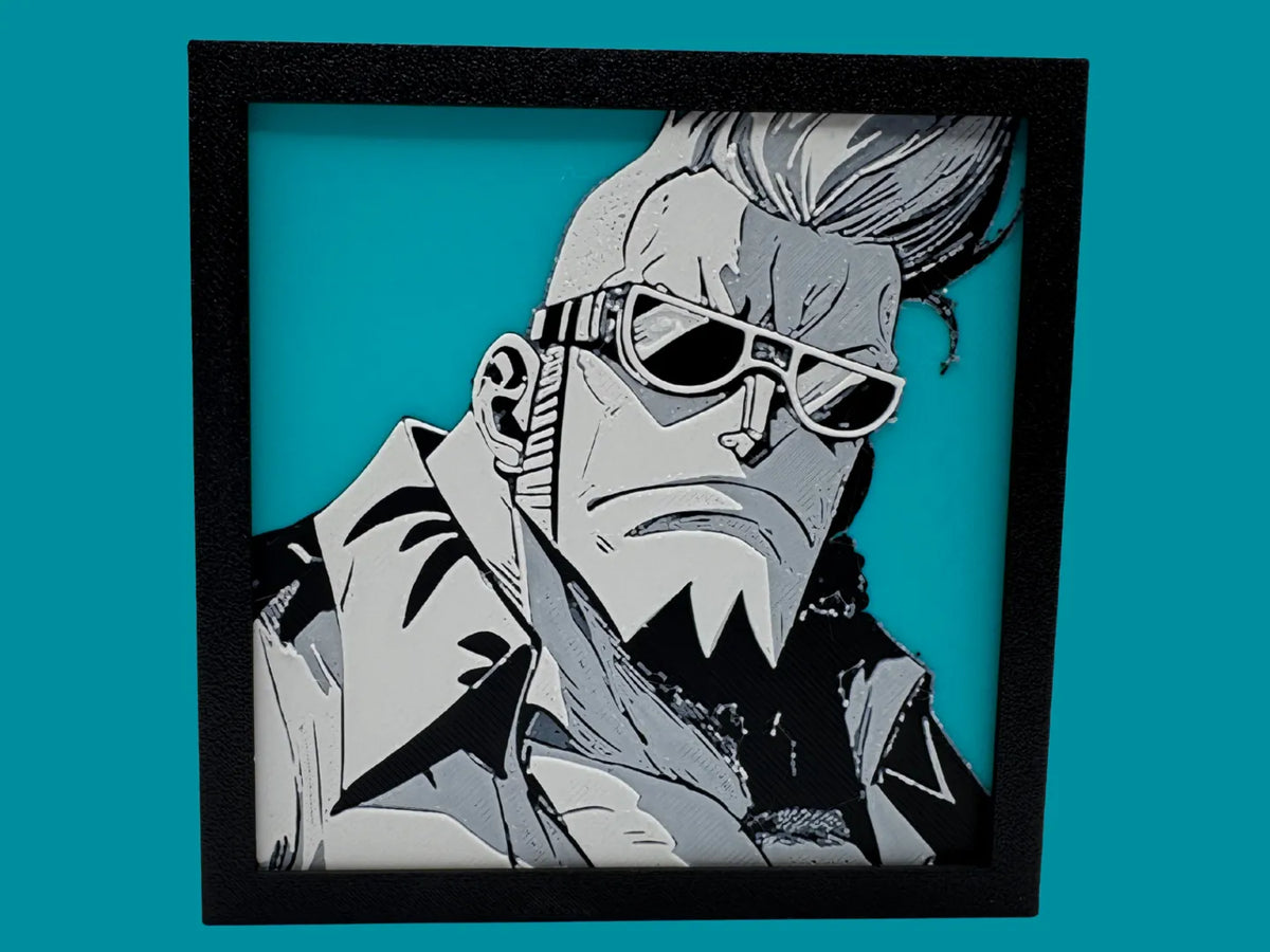 Cadre One Piece Franky, portrait avec cadre noir