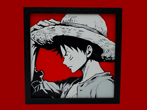 Cadre One Piece Luffy, portrait avec cadre noir