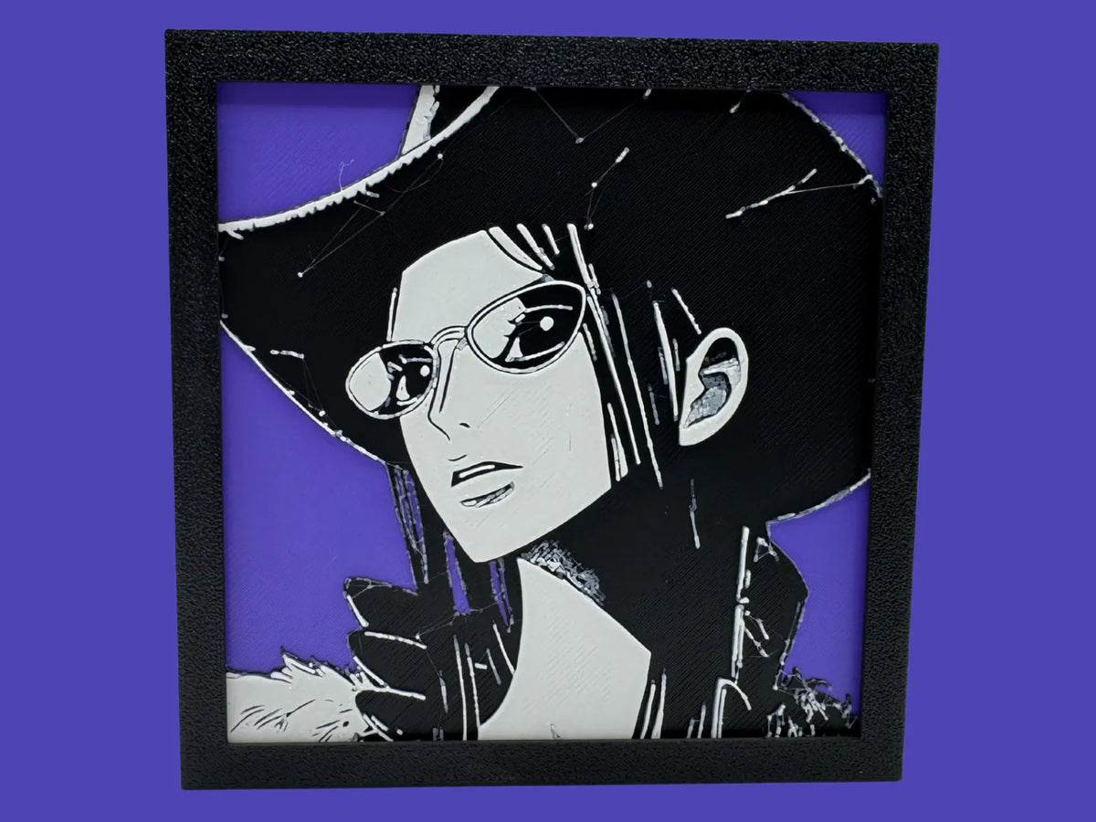 Cadre One Piece Nico Robin, portrait avec cadre noir