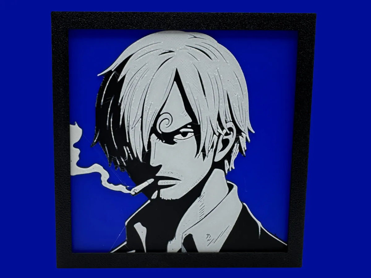 Cadre One Piece Sanji, portrait avec cadre noir