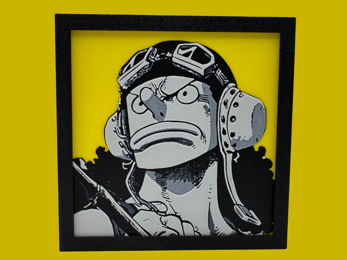 Cadre One Piece Usopp, portrait avec cadre noir
