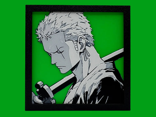 Cadre One Piece Zoro, portrait avec cadre noir