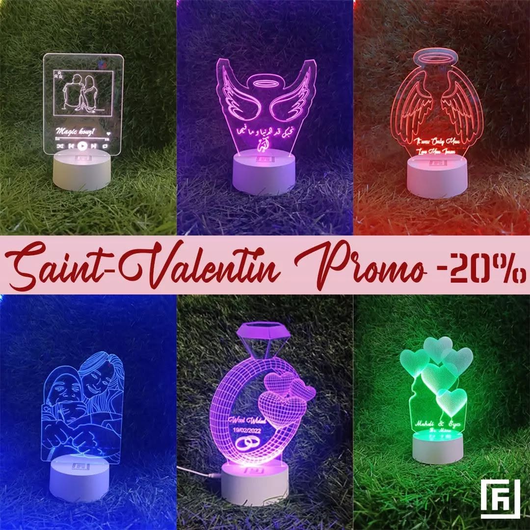 Lampe LED 3D Couple Saint-Valentin 💕 Personnalisée