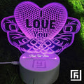 Lampe LED 3D Couple Love & Ailes 💞 Personnalisée