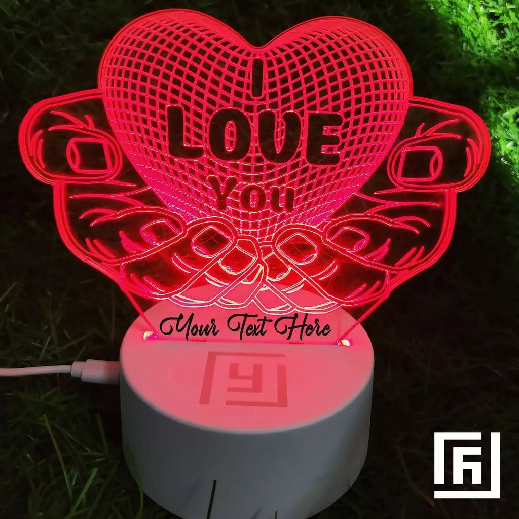 Lampe LED 3D Couple Love & Ailes 💞 Personnalisée