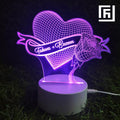 Lampe LED 3D Couple Cœur & Rose 🌹 Personnalisée