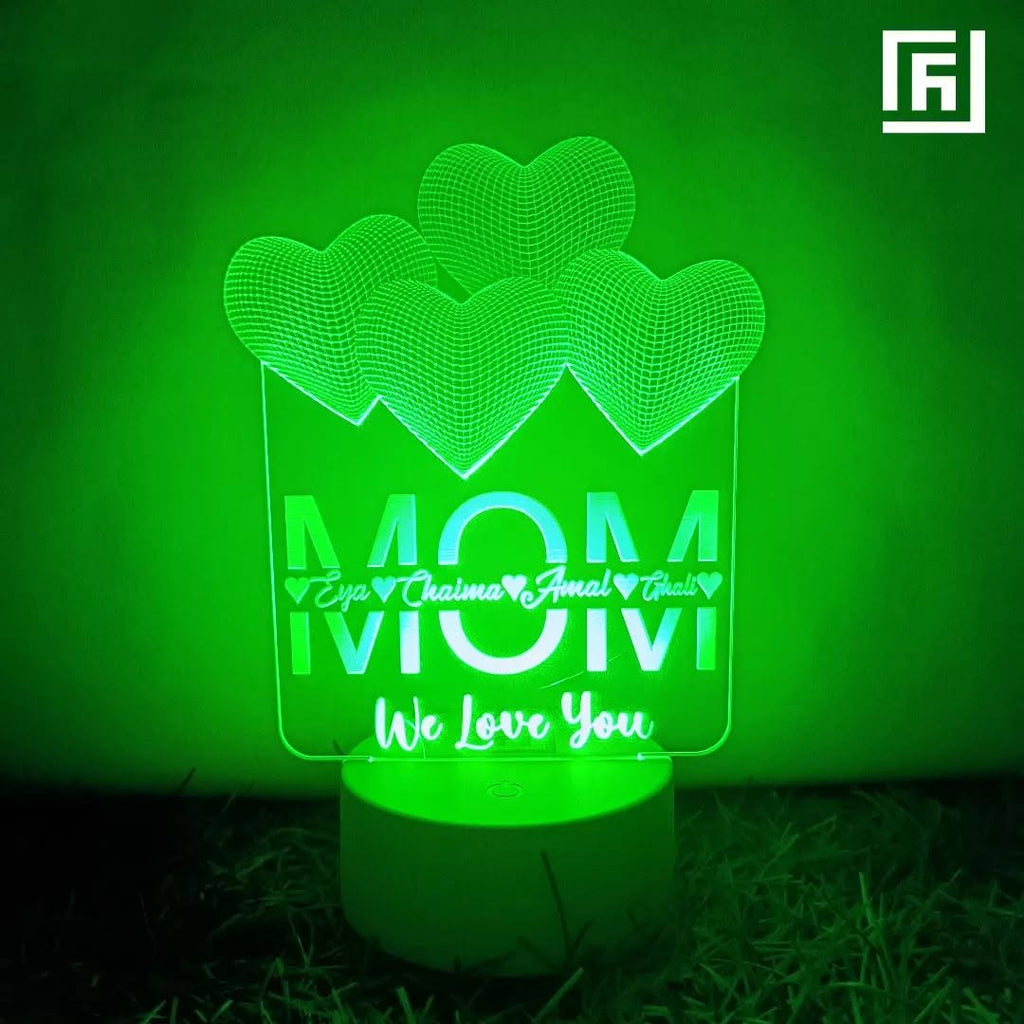 Lampe LED 3D MOM We Love You ❤️ Personnalisée