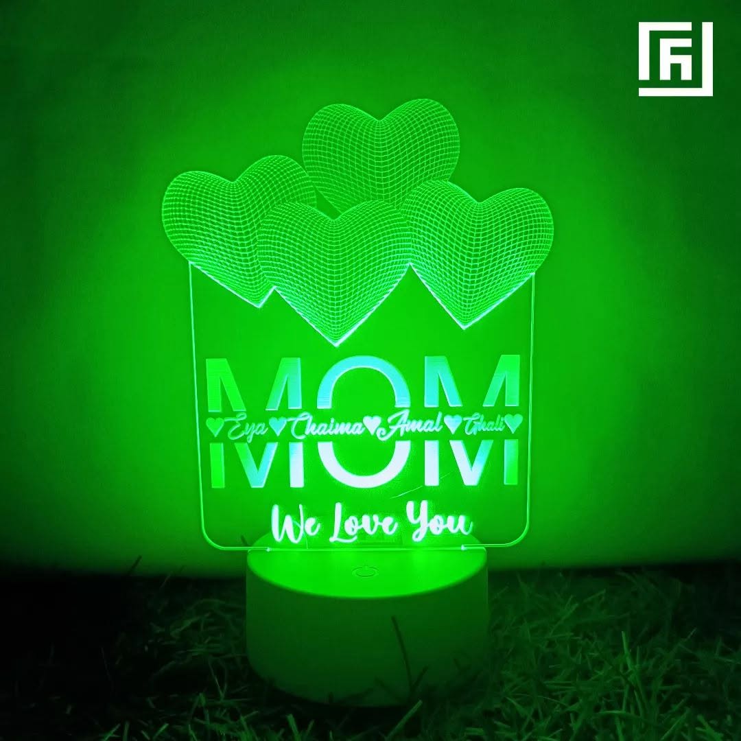 Lampe LED 3D MOM We Love You ❤️ Personnalisée