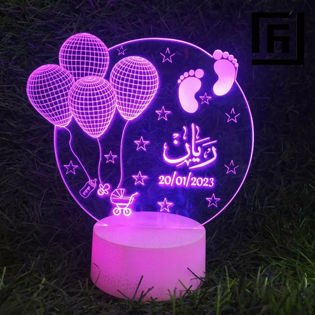 Lampe LED 3D Naissance Bébé 👣 Personnalisée