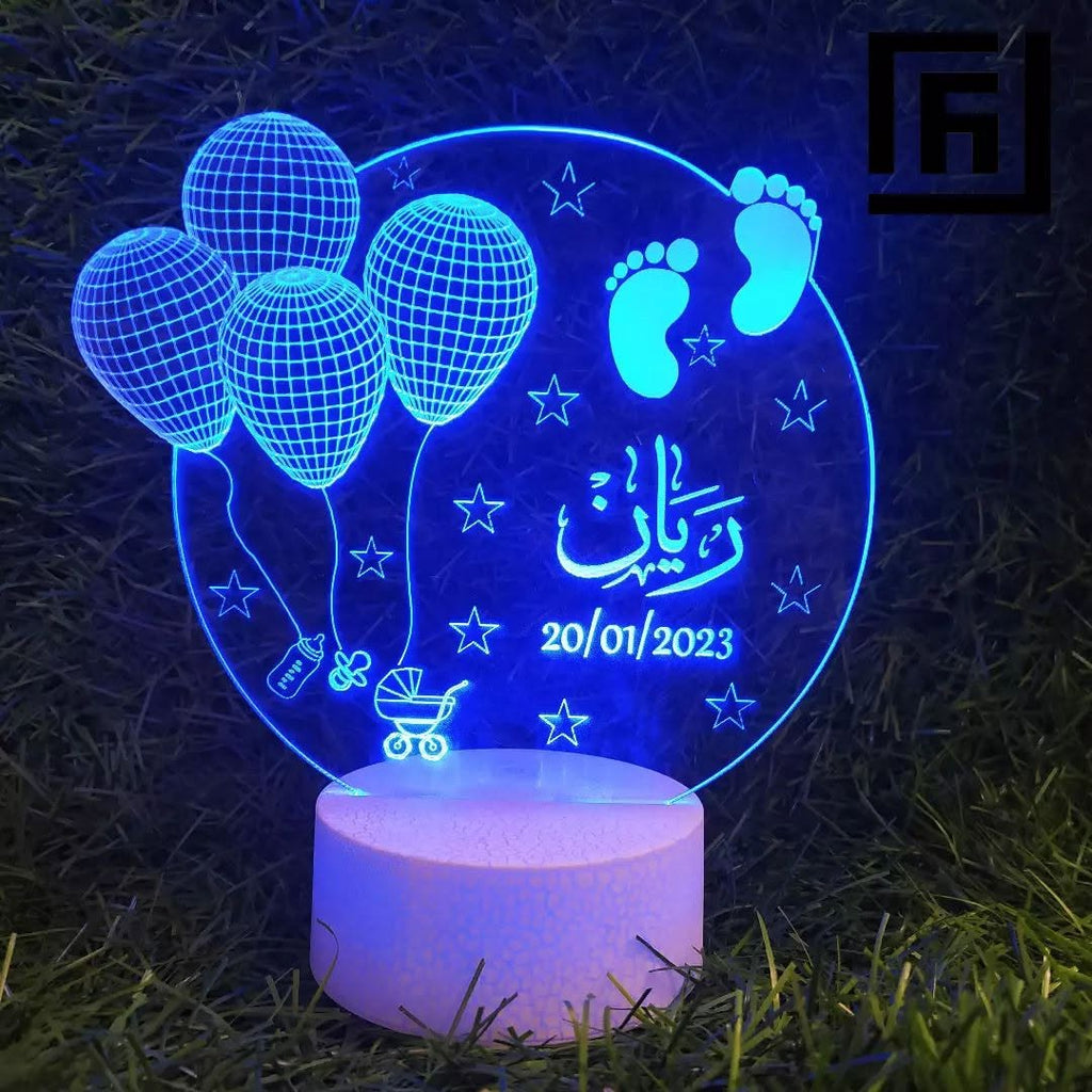 Lampe LED 3D Naissance Bébé 👣 Personnalisée