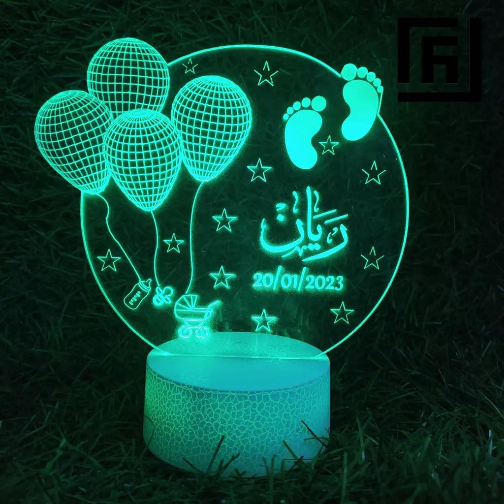 Lampe LED 3D Naissance Bébé 👣 Personnalisée