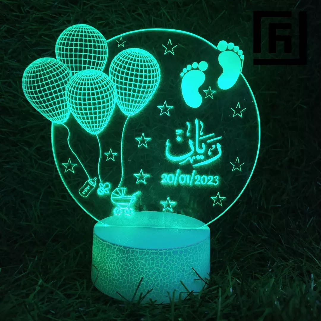 Lampe LED 3D Naissance Bébé 👣 Personnalisée