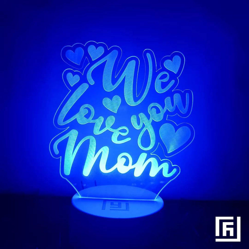 Lampe LED 3D We Love You Mom 💕 Personnalisée