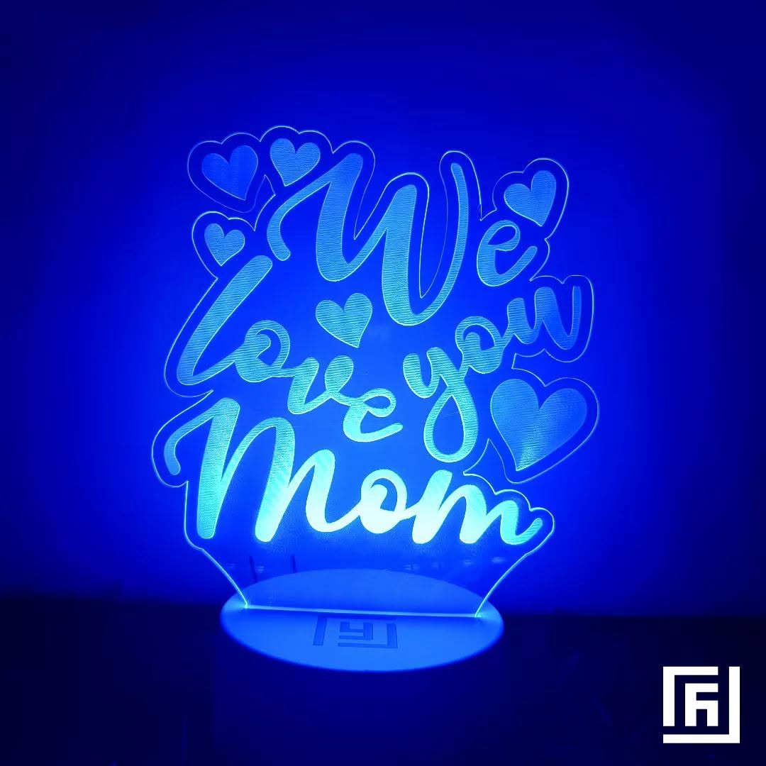 Lampe LED 3D We Love You Mom 💕 Personnalisée