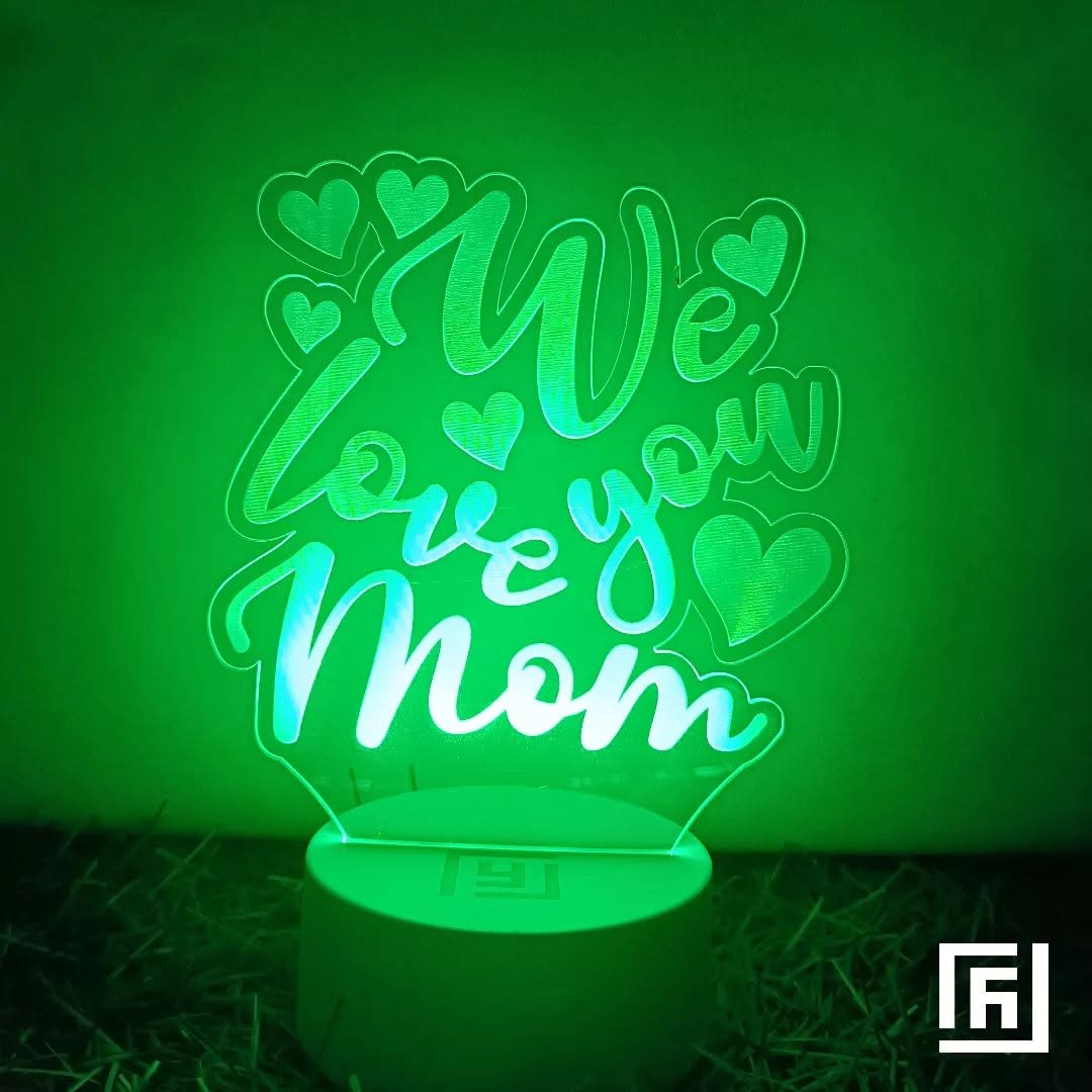 Lampe LED 3D We Love You Mom 💕 Personnalisée