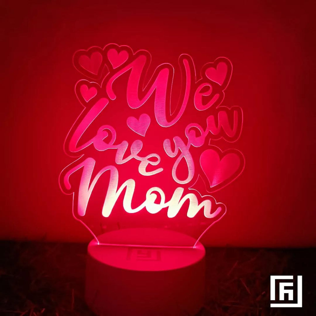 Lampe LED 3D We Love You Mom 💕 Personnalisée