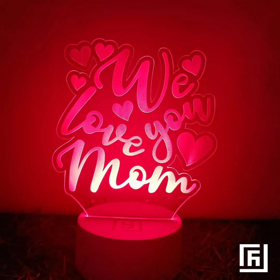 Lampe LED 3D We Love You Mom 💕 Personnalisée