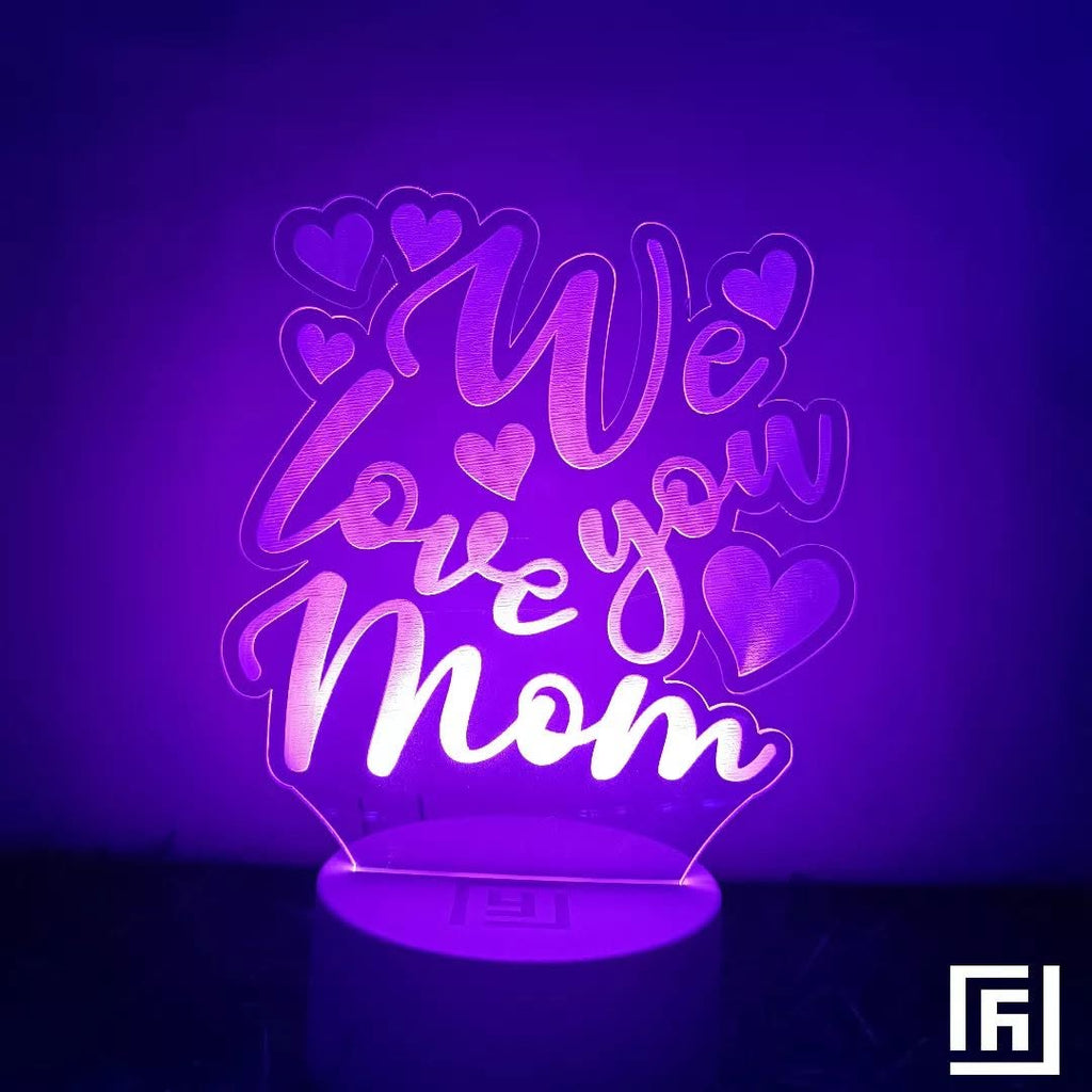 Lampe LED 3D We Love You Mom 💕 Personnalisée