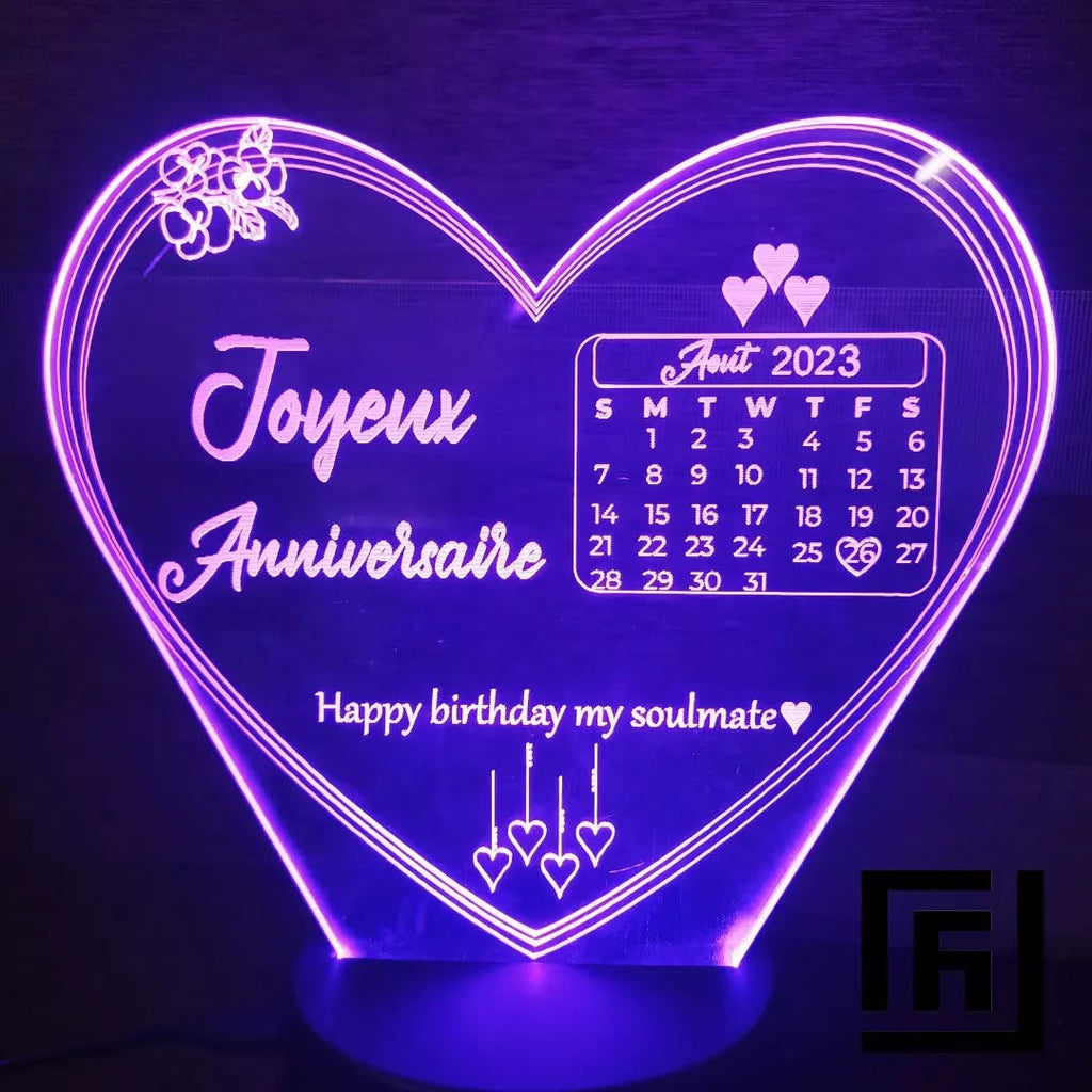 Lampe LED 3D Joyeux Anniversaire 🎂 Personnalisée