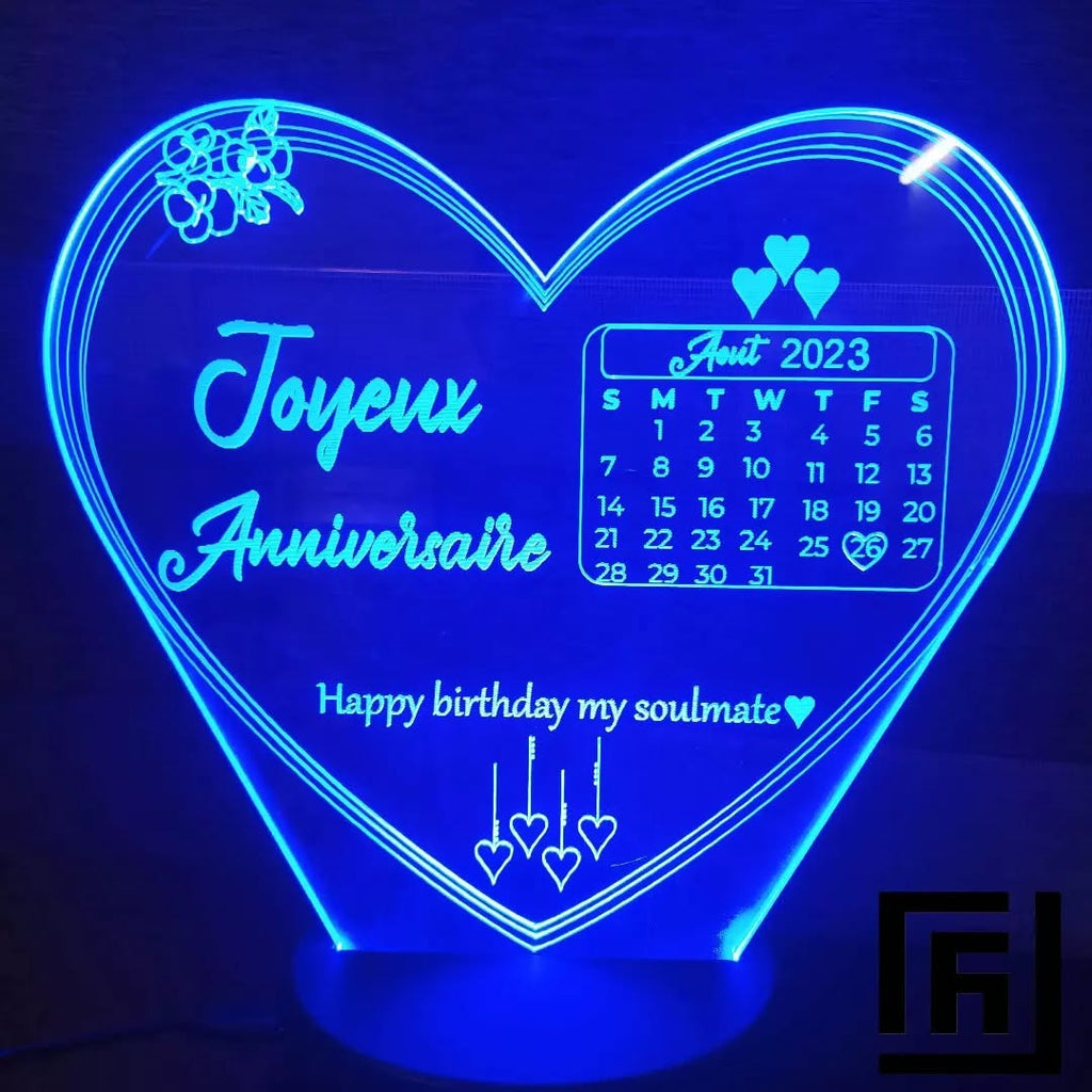 Lampe LED 3D Joyeux Anniversaire 🎂 Personnalisée