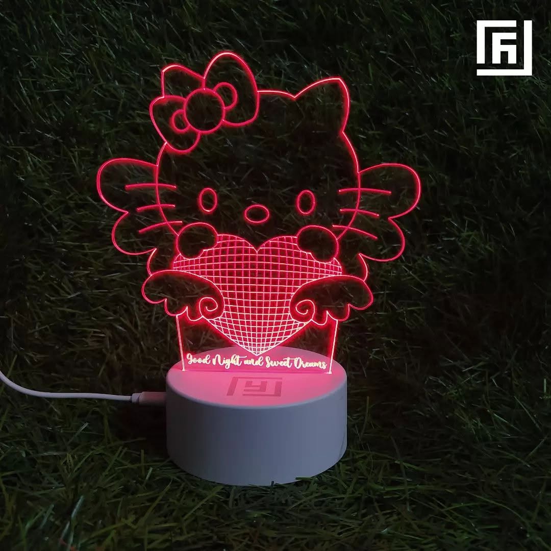 Lampe LED 3D Hello Kitty 🎀 Personnalisée