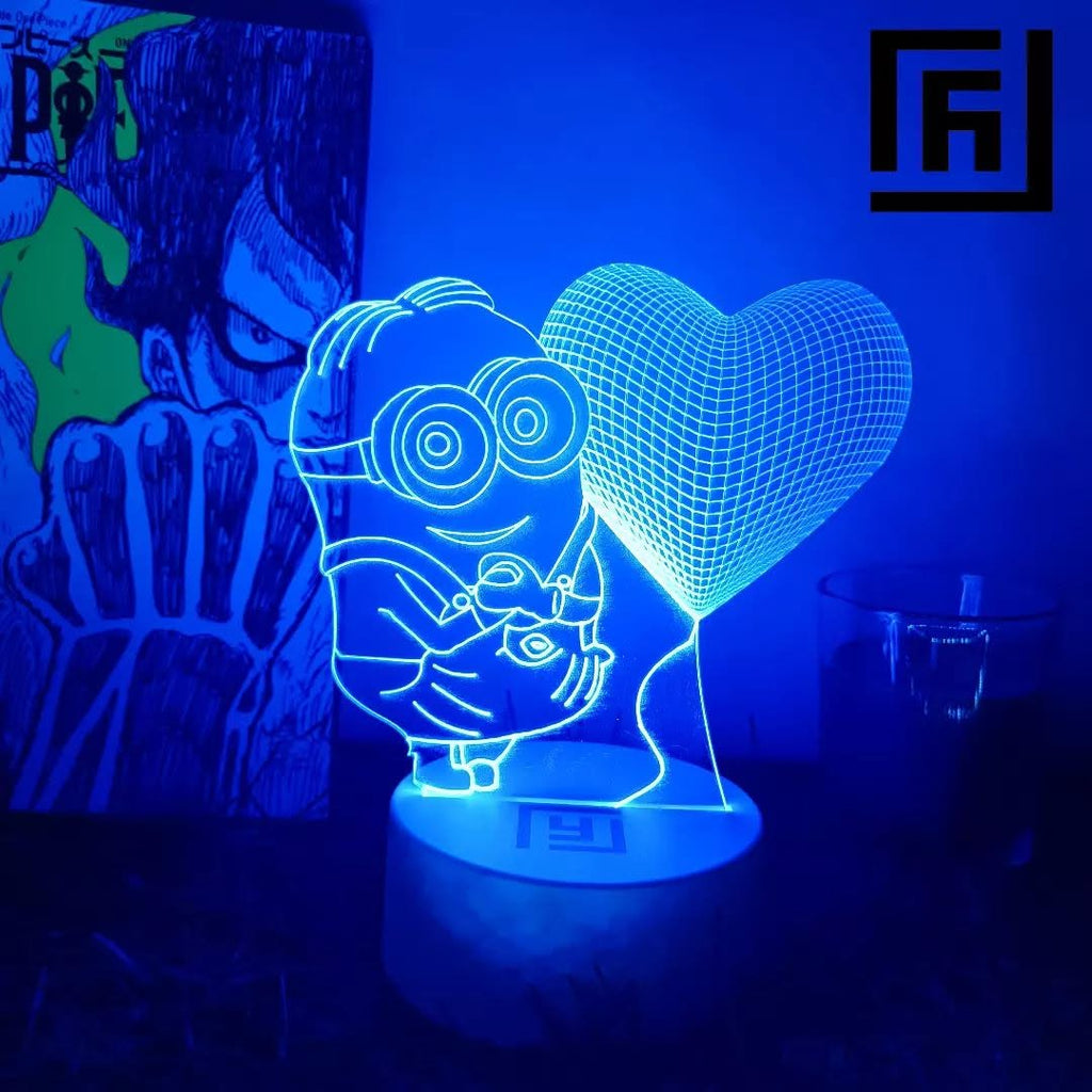 Lampe LED 3D Minion Cœur 💛 Personnalisée