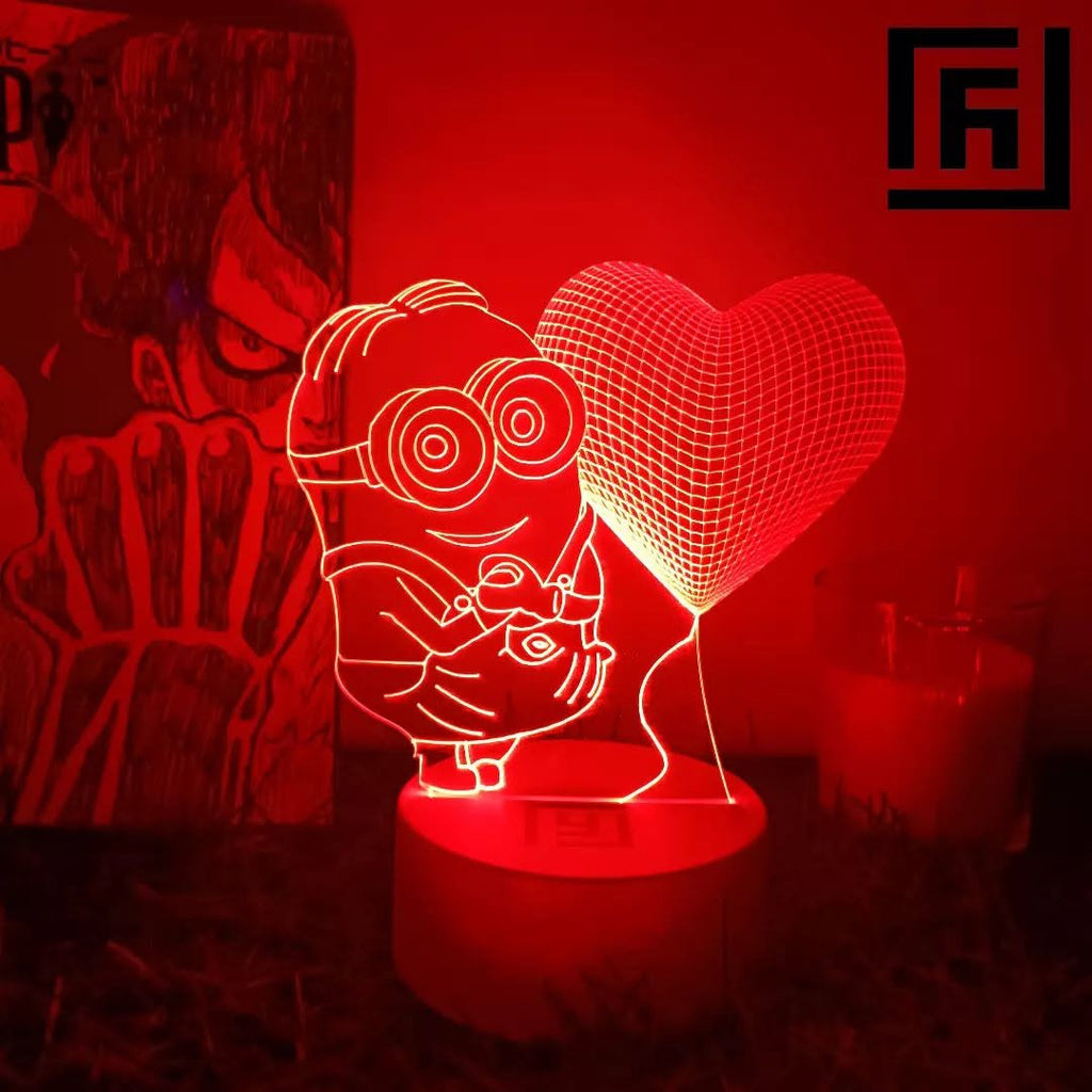 Lampe LED 3D Minion Cœur 💛 Personnalisée