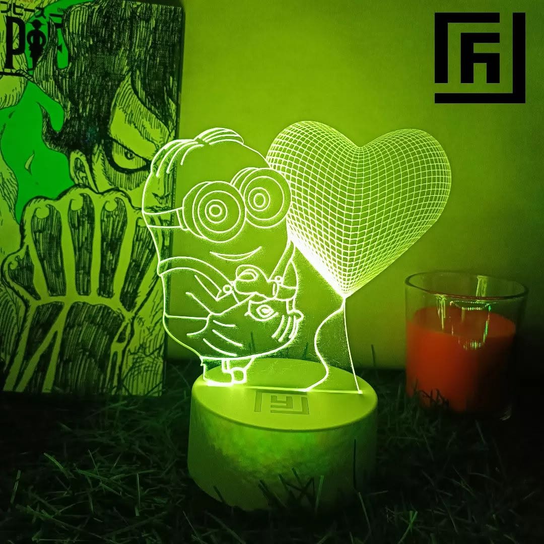 Lampe LED 3D Minion Cœur 💛 Personnalisée