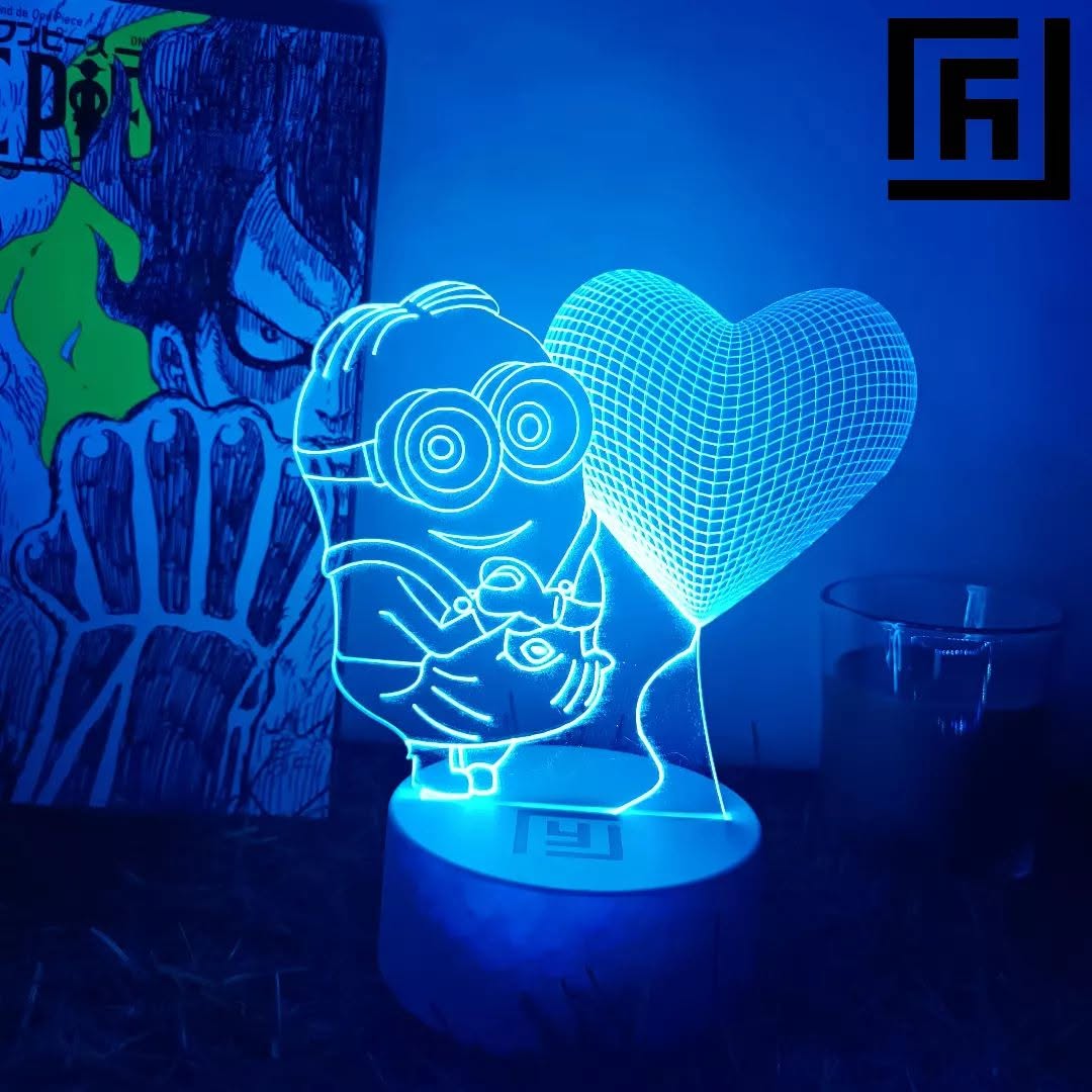 Lampe LED 3D Minion Cœur 💛 Personnalisée