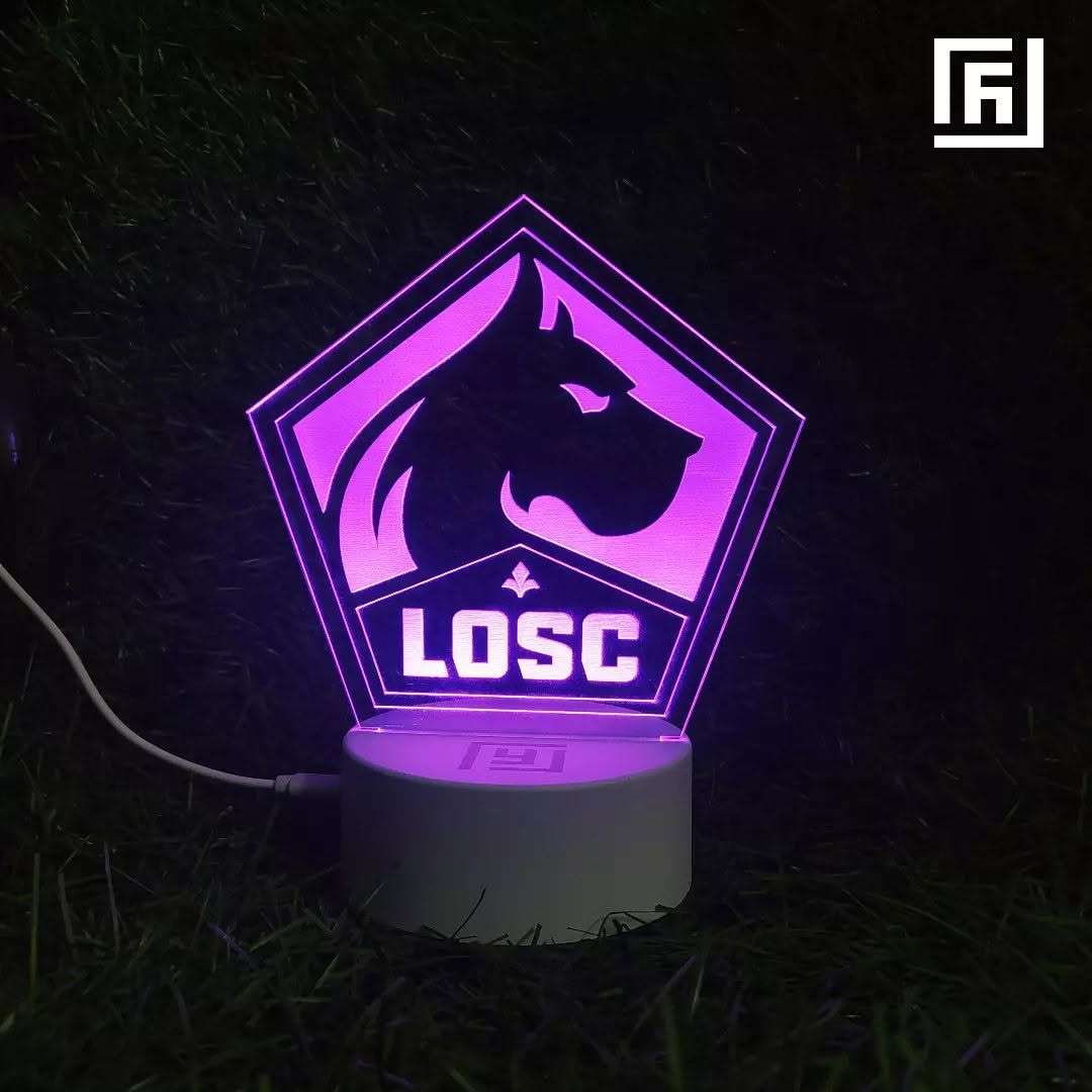 Lampe LED 3D LOSC Lille ⚽ Déco supporter